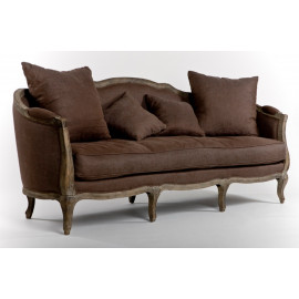 Mocha Brown Linen Vintage Sofa