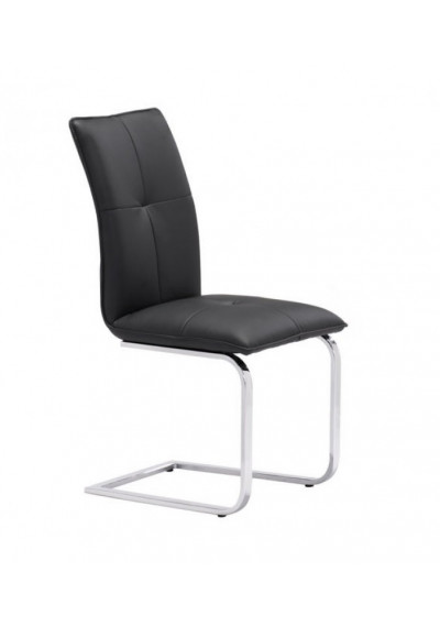Sleek Chrome & Black Leatherette Dining Chair Set 2