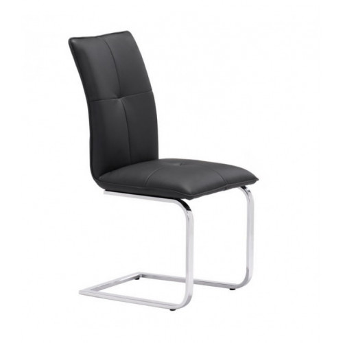 Sleek Chrome & Black Leatherette Dining Chair Set 2