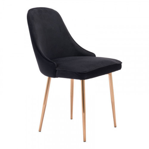 Black with a Sheen Velvet Dining Chair Gold Legs
