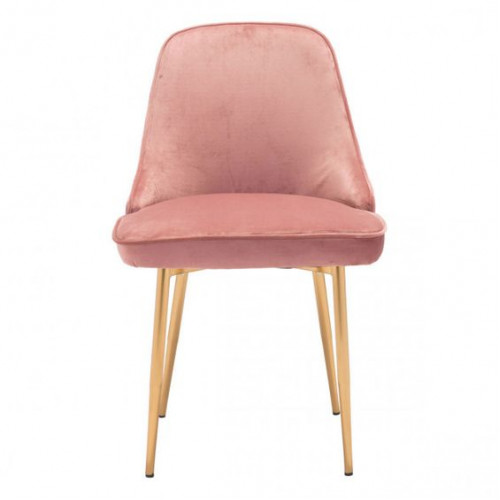 Pink with a Sheen Velvet Dining Chair Gold Legs