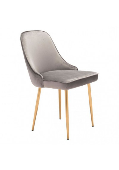 Grey with a Sheen Velvet Dining Chair Gold Legs