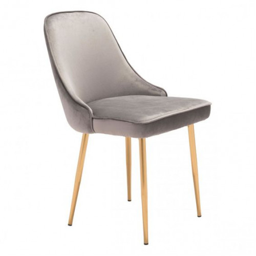 Grey with a Sheen Velvet Dining Chair Gold Legs