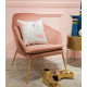 Blush Pink Velvet Gold Base Lounge Chair 
