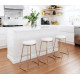 White Eco Leather Backless Gold Base Counter or Bar Stool Set 2