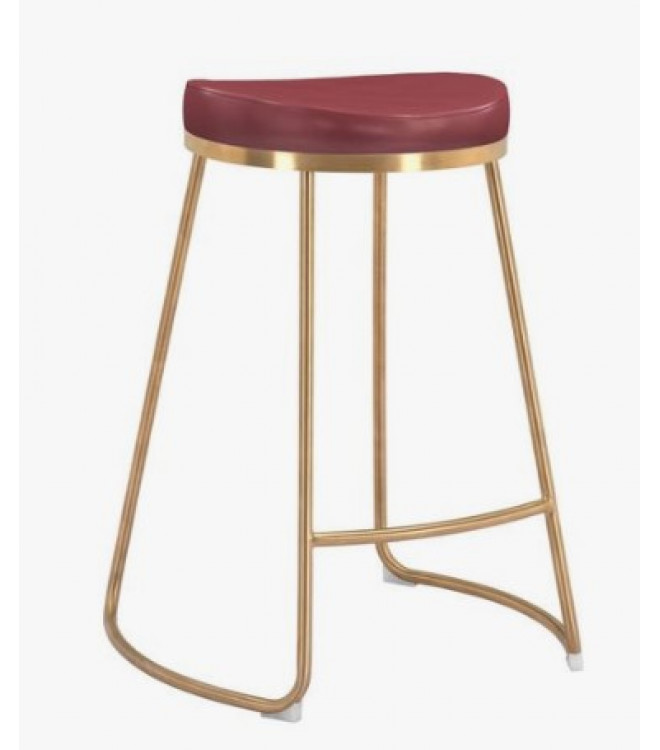 Burdy Eco Leather Backless Gold Base, Gold Leather Counter Stools