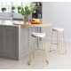 White Eco Leather Backless Gold Base Counter or Bar Stool Set 2
