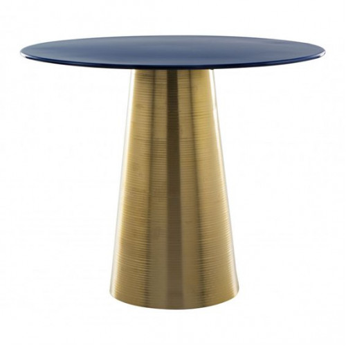 Blue Enamel Top Gold Cone Base Accent Side Table