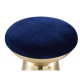 Gold Hourglass Base Deep Blue Velvet Pouf Top Footstool Ottoman