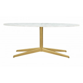 Skinny White Marble Top Gold Base Mid Century Cocktail Table