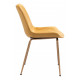Modern Smooth Yellow Velvet Dining Chair Gold Legs Set 2