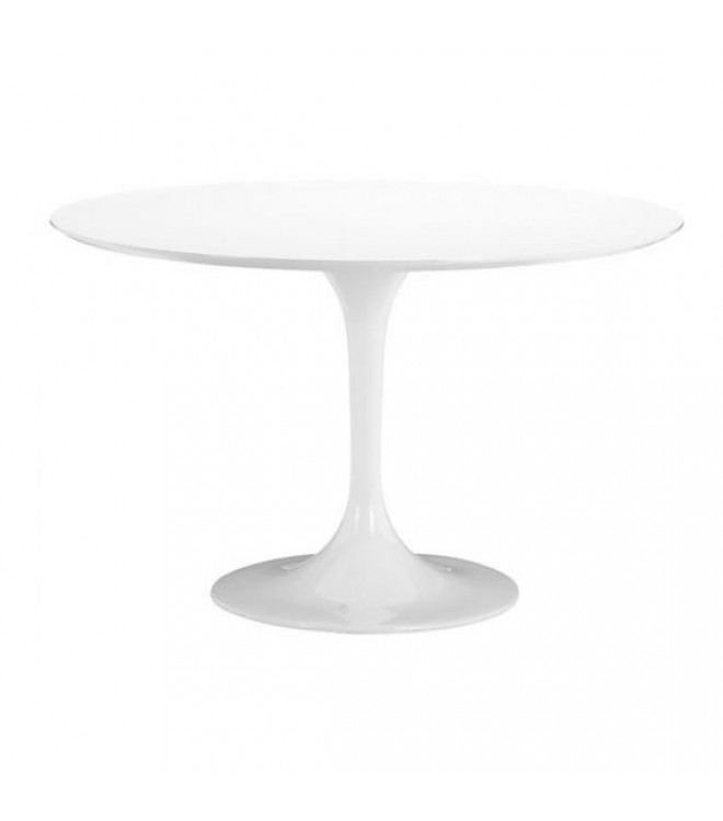 White Glossy Tulip Dining Table, White Round Tulip Dining Table