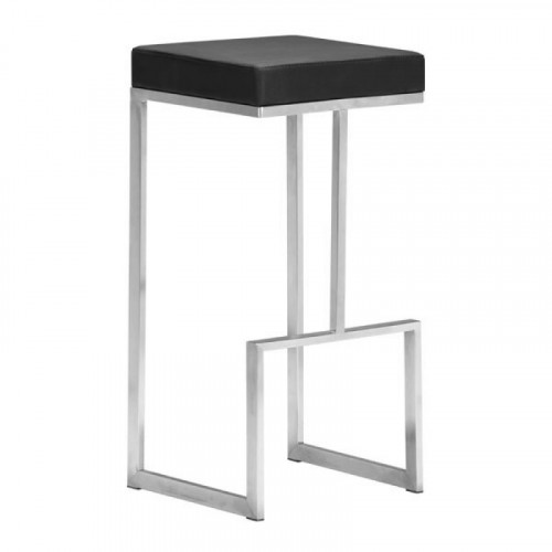 Stainless Steel Black Seat Counter or Barstool Set of 2