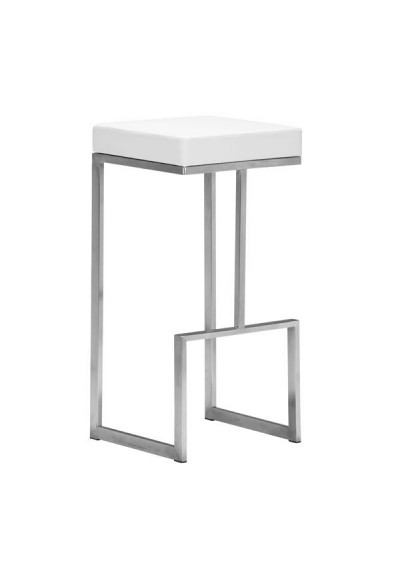 Stainless Steel White Seat Counter or Barstool Set of 2