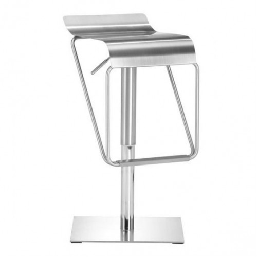 Shiny Silver Stainless Steel Adjustable Barstool