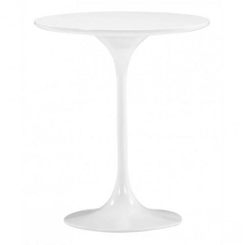 Glossy White Tulip Stem Base Accent Side Table