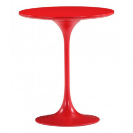 Glossy Red Tulip Stem Base Accent Side Table