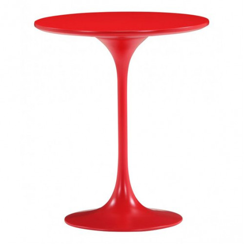 Glossy Red Tulip Stem Base Accent Side Table