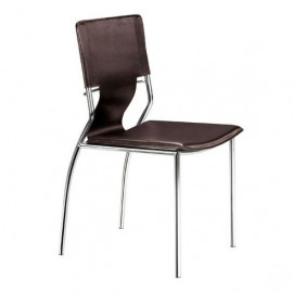 Leatherette Espresso Sling Dining Chair Set of 4
