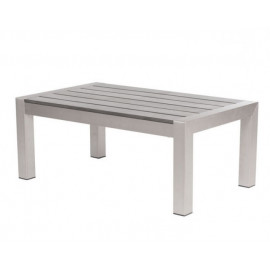 Brushed Aluminum & Wood Contemporary Patio Coffee Table
