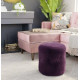 Purple Furry Fluffy Round Footstool Ottoman
