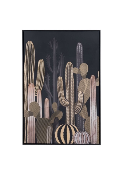 Midnight & Cactus Black Framed Canvas Wall Art