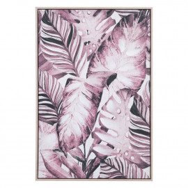 Jungle Leaves with Lavender & Sepia Modern Framed Canvas Wall Art