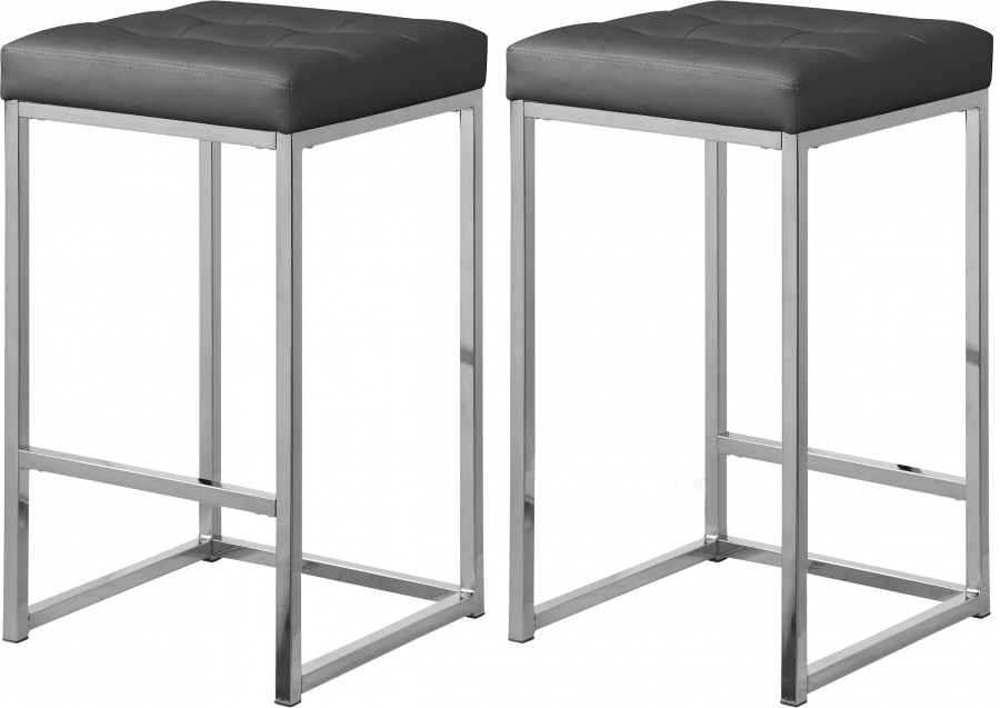 Black Faux Leather Tufted Backless, Black Leather Backless Counter Stools