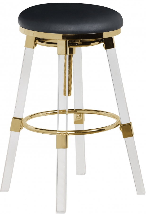 Acrylic Legs Grey Seat Adjustable Stool, Acrylic Bar Stools With Gold Legs