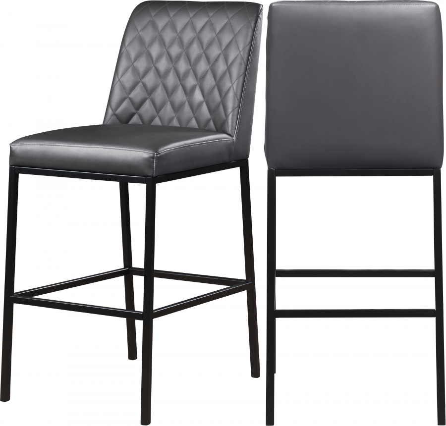 Black Faux Leather Diamond Quilted Bar, Black Faux Leather Bar Chairs