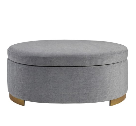 Grey Fabric Oval Coffee Table Storage, Gray Oval Ottoman Coffee Table