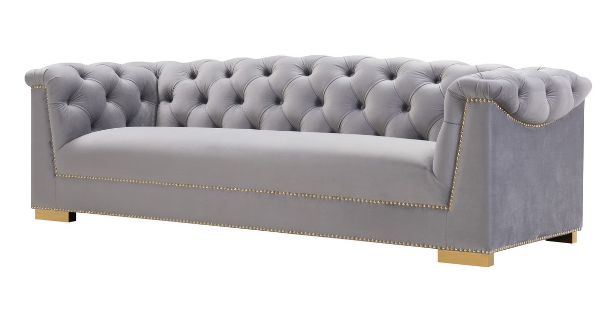 Royal Blue Velvet Cosmopolitan Sofa, Tufted Rolled Arm Sofa Blue